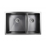 Aqu Dark Gray Stainless Steel Handmade Round Corners Double Bowls Kitchen Sink Aqu Dark Gray Stainless Steel Handmade Round Corners Double Bowls Kitchen Sink
